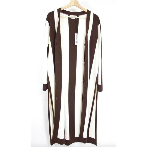 Monse Long Striped Wool Long Sleeves Cardigan Side Slits - Picture 6 of 9